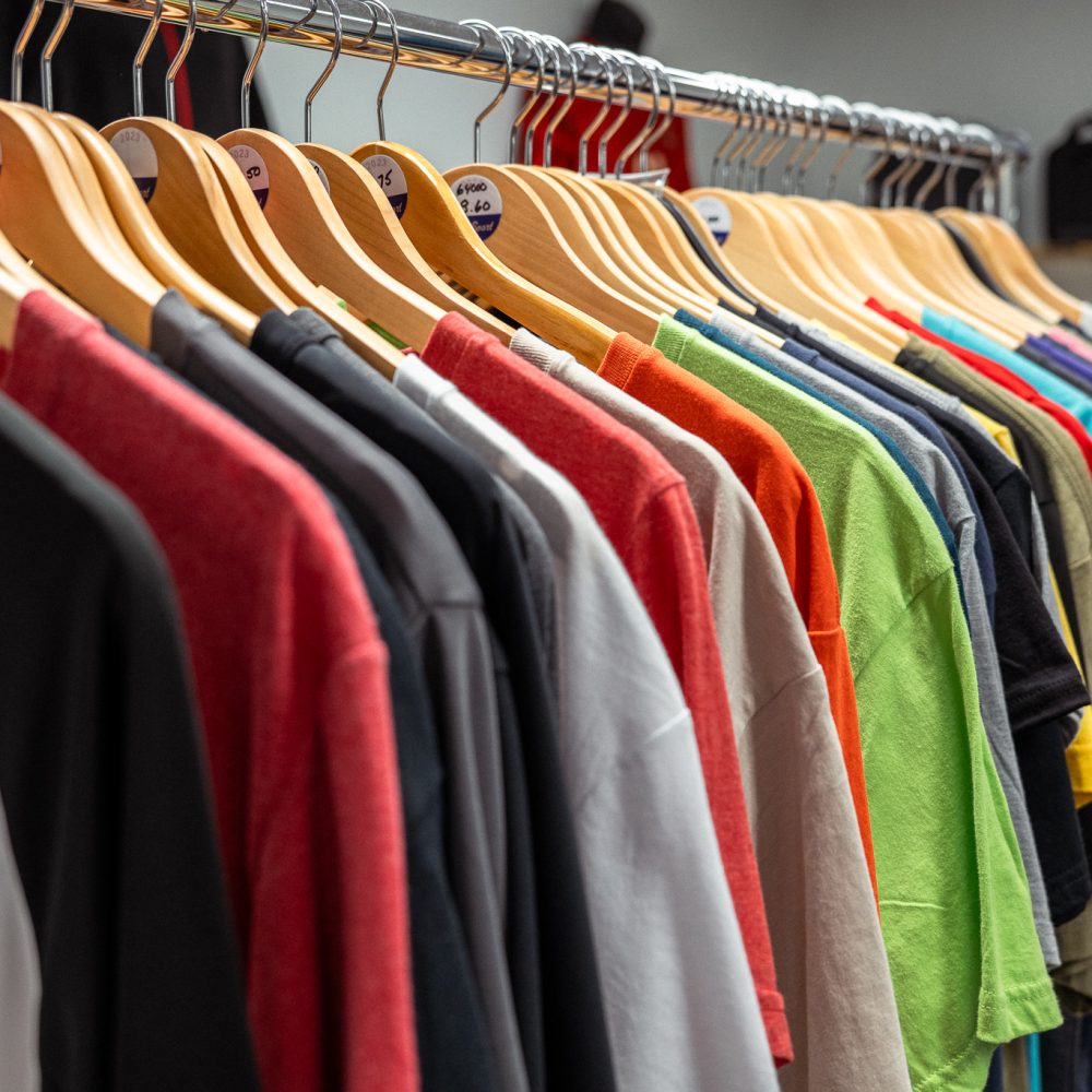 VH Sport Garment Sales Rack of T-shirts